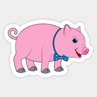 Cute Cartoon Pig in a Bow Tie Sticker